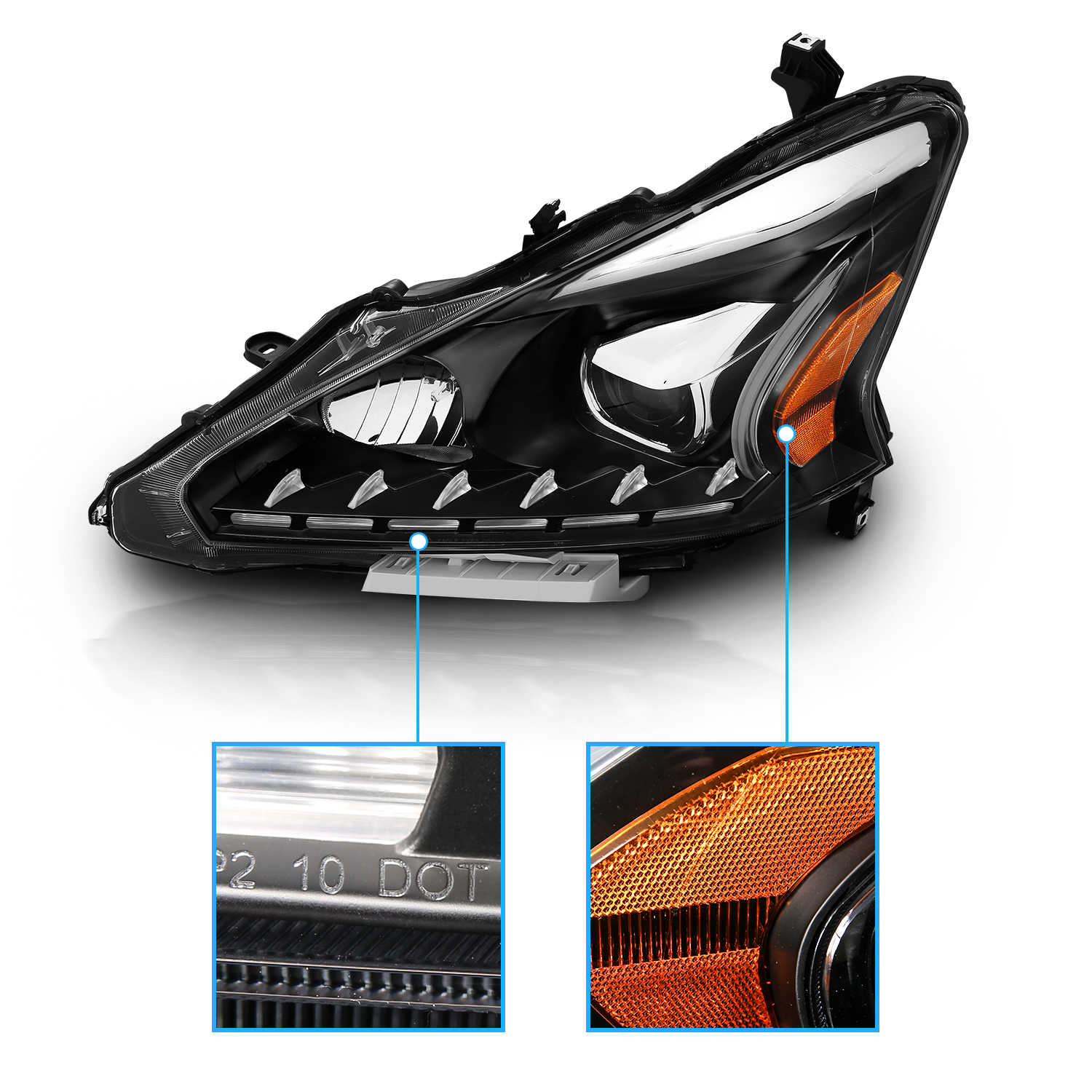 2013 2014 2015 LED Bar Black Projectory Headlights For Nissan Altima